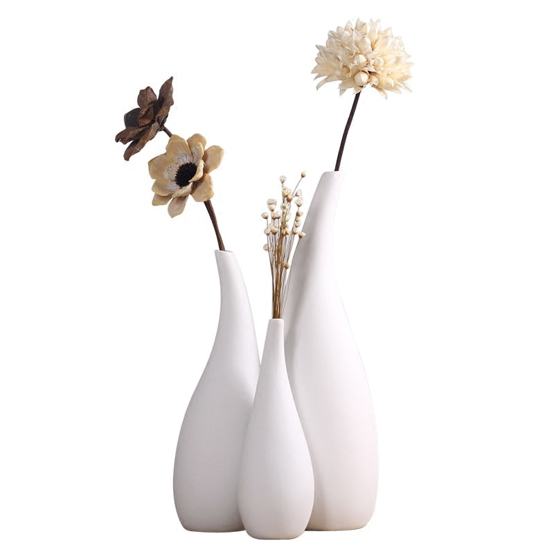 Drop Shape White Ceramic Vase