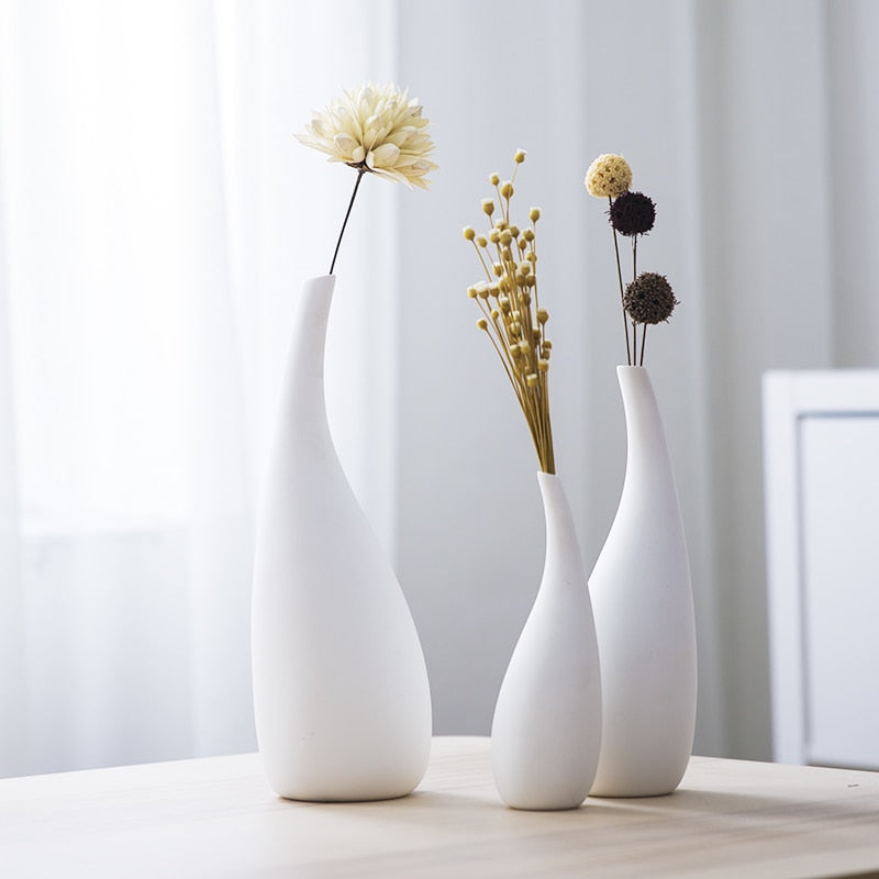 Drop Shape White Ceramic Vase