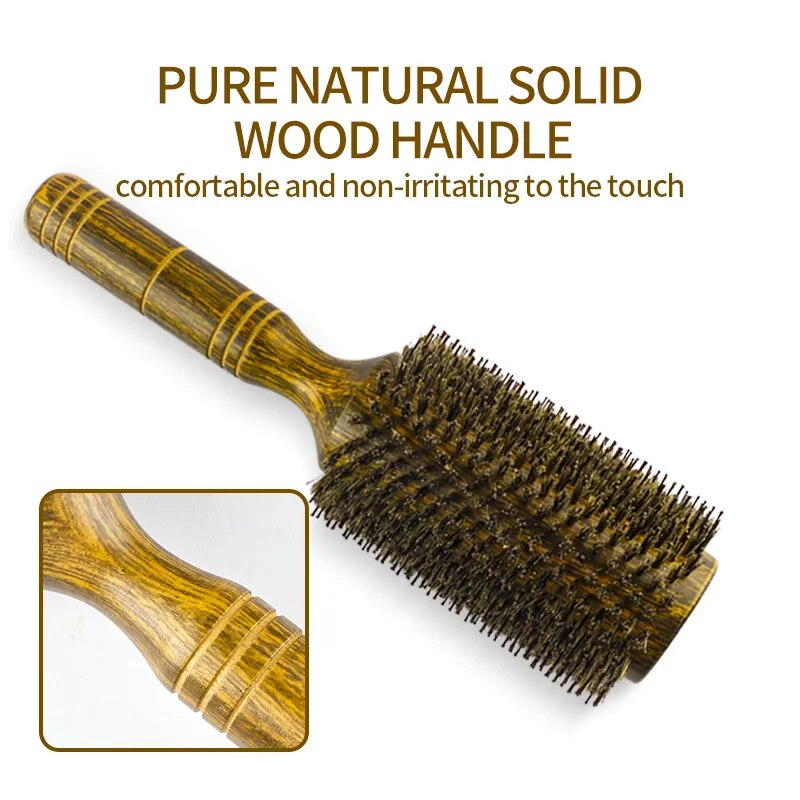 Professional Wood Round Boar Bristle Brush